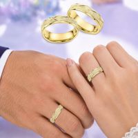ANILLOS DE BODA MATRIMONIO SHINY CROSS LINEAS AROS PAREJA COMPROMISO ANIVERSARIO REGALO GENIEKA