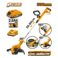 Cortadora Césped Ingco 20V con 1 Batería 2.0AH y Cargador CGTLI203285