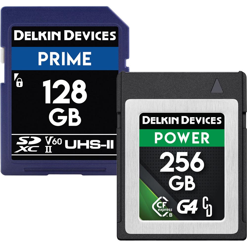 Delkin Devices 256GB POWER CFexpress Type B + 128GB PRIME UHS-II SDXC - Alta Velocidad de