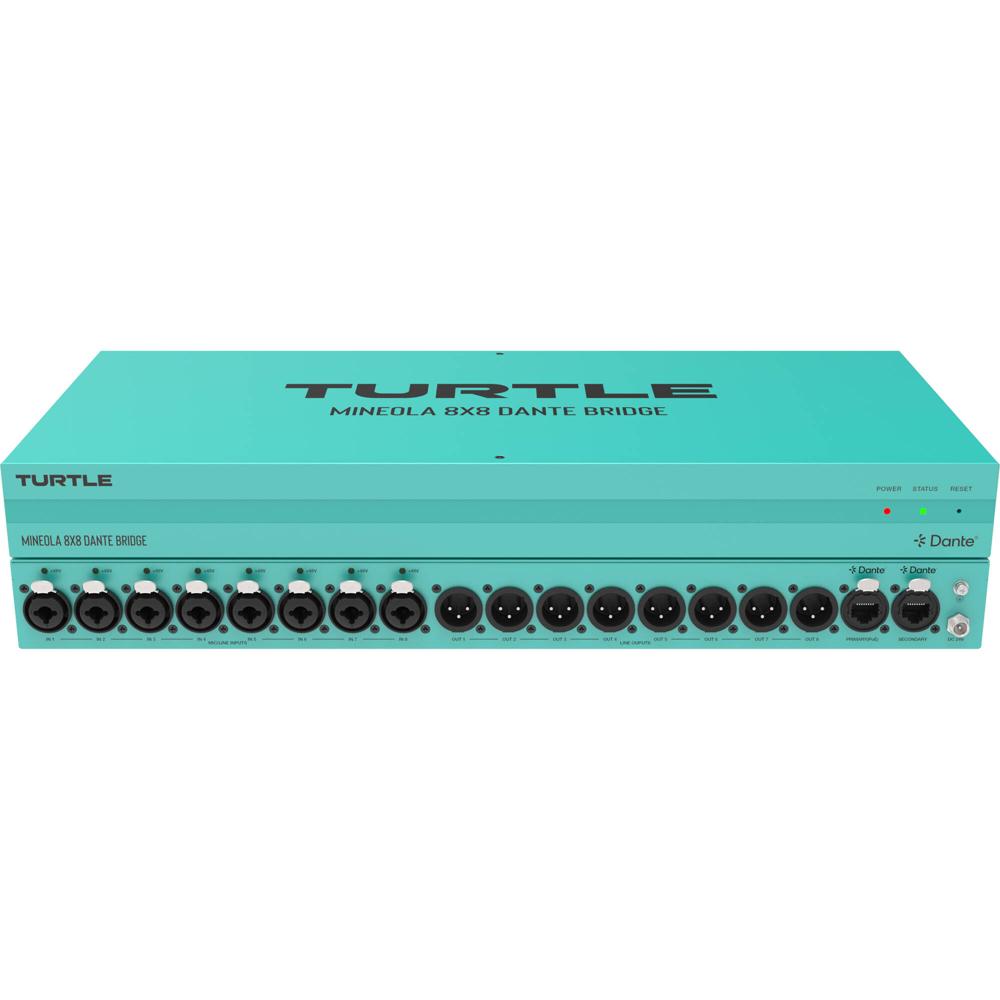 Turtle AV Mineola 8x8 Puente de Audio Dante - 8 Entradas XLR-1/4"" Combo, 8 Salidas XLR 3-P