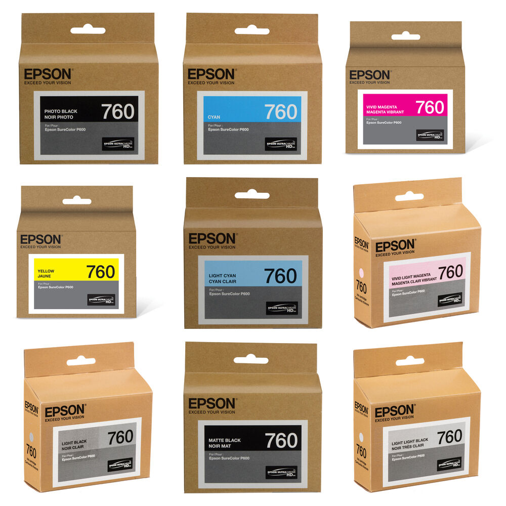 Epson T760 Kit de Cartuchos de Tinta Ultrachrome HD para Impresora SureColor P600 - 9 Colo