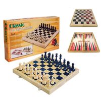 Didactico Juego de Mesa Ajedrez 3 en 1 de Madera