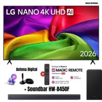 Televisor LG 75'' NANO UHD 4K AI Smart TV 75NU800BPSB 2026 - Ant - Soundbar HW-B450F