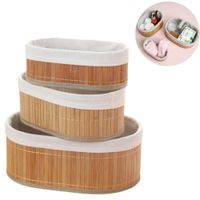 Set de 3 Cestas de Bambú Organizadores para Dormitorio Ovalado  752OV02