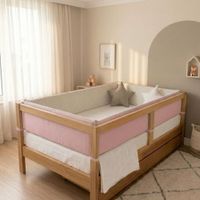 PROTECTORES LATERALES PARACHOQUES TALLA MONTESSORI 1.5 PLAZAS  DISEÑO ESTRELLITAS Y ROSADO