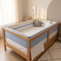PROTECTORES LATERALES PARACHOQUES TALLA MONTESSORI 1.5 PLAZAS  DISEÑO ESTRELLITAS -BLANCO - CELESTE