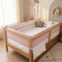 PROTECTORES LATERALES PARACHOQUES TALLA MONTESSORI 1.5 PLAZAS  DISEÑO ESTRELLITAS - ROSADO