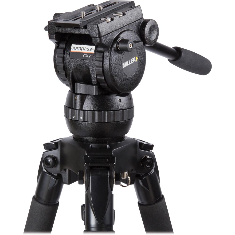 Miller Cabezal Fluido CX2 - Soporta hasta 17.5 lb, Base de 75 mm, 16 Pasos de Contrapeso