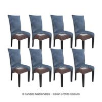 8 Fundas Nacionales de Terciopelo para Silla Recta - Grafito Oscuro