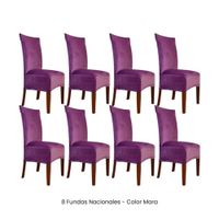 8 Fundas Nacionales de Terciopelo para Silla Recta - Mora