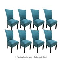 8 Fundas Nacionales de Terciopelo para Silla Recta - Jade Dark