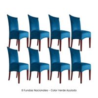 8 Fundas Nacionales de Terciopelo para Silla Recta - Verde Azulado