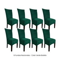 8 Fundas Nacionales de Terciopelo para Silla Recta - Verde Botella