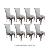 8 Fundas Nacionales de Terciopelo para Silla Recta - Plata