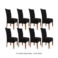8 Fundas Nacionales de Terciopelo para Silla Recta - Negro