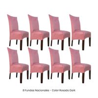 8 Fundas Nacionales de Terciopelo para Silla Recta - Rosado Dark
