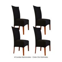 4 Fundas Nacionales de Terciopelo para Silla Recta - Negro