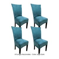 4 Fundas Nacionales de Terciopelo para Silla Recta - Jade Dark