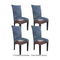 4 Fundas Nacionales de Terciopelo para Silla Recta - Grafito Oscuro