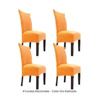 4 Fundas Nacionales de Terciopelo para Silla Recta - Oro Satinado