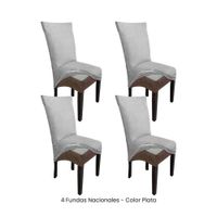 4 Fundas Nacionales de Terciopelo para Silla Recta - Plata