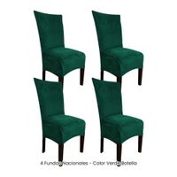 4 Fundas Nacionales de Terciopelo para Silla Recta - Verde Botella