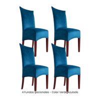 4 Fundas Nacionales de Terciopelo para Silla Recta - Verde Azulado