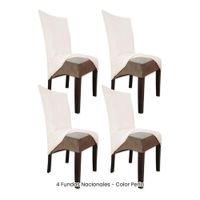 4 Fundas Nacionales de Terciopelo para Silla Recta - Perla