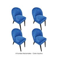 4 Fundas Nacionales de Terciopelo para Silla Vintage Curva - Azulino