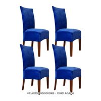 4 Fundas Nacionales de Terciopelo para Silla Recta - Azulino