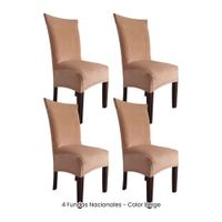 4 Fundas Nacionales de Terciopelo para Silla Recta - Beige