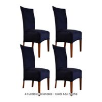 4 Fundas Nacionales de Terciopelo para Silla Recta - Azul Noche