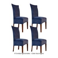4 Fundas Nacionales de Terciopelo para Silla Recta - Azul Acero