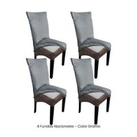 4 Fundas Nacionales de Terciopelo para Silla Recta - Grafito