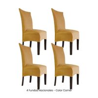4 Fundas Nacionales de Terciopelo para Silla Recta - Camel