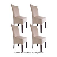 4 Fundas Nacionales de Terciopelo para Silla Recta - Beige Claro