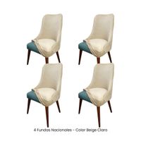 4 Fundas Nacionales de Terciopelo para Silla Brazo - Beige Claro