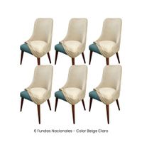 6 Fundas Nacionales de Terciopelo para Silla Brazo - Beige Claro