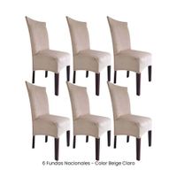 6 Fundas Nacionales de Terciopelo para Silla Recta - Beige Claro