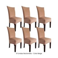 6 Fundas Nacionales de Terciopelo para Silla Recta - Beige