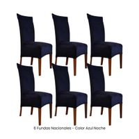6 Fundas Nacionales de Terciopelo para Silla Recta - Azul Noche