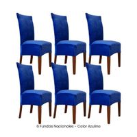 6 Fundas Nacionales de Terciopelo para Silla Recta - Azulino
