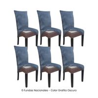 6 Fundas Nacionales de Terciopelo para Silla Recta - Grafito Oscuro