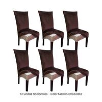 6 Fundas Nacionales de Terciopelo para Silla Recta - Marrón Chocolate