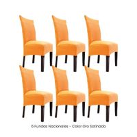 6 Fundas Nacionales de Terciopelo para Silla Recta - Oro Satinado