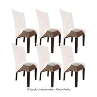 6 Fundas Nacionales de Terciopelo para Silla Recta - Perla