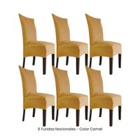 6 Fundas Nacionales de Terciopelo para Silla Recta - Camel