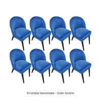 8 Fundas Nacionales de Terciopelo para Silla Vintage Curva - Azulino
