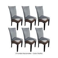 6 Fundas Nacionales de Terciopelo para Silla Recta - Grafito