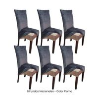 6 Fundas Nacionales de Terciopelo para Silla Recta - Plomo Rata